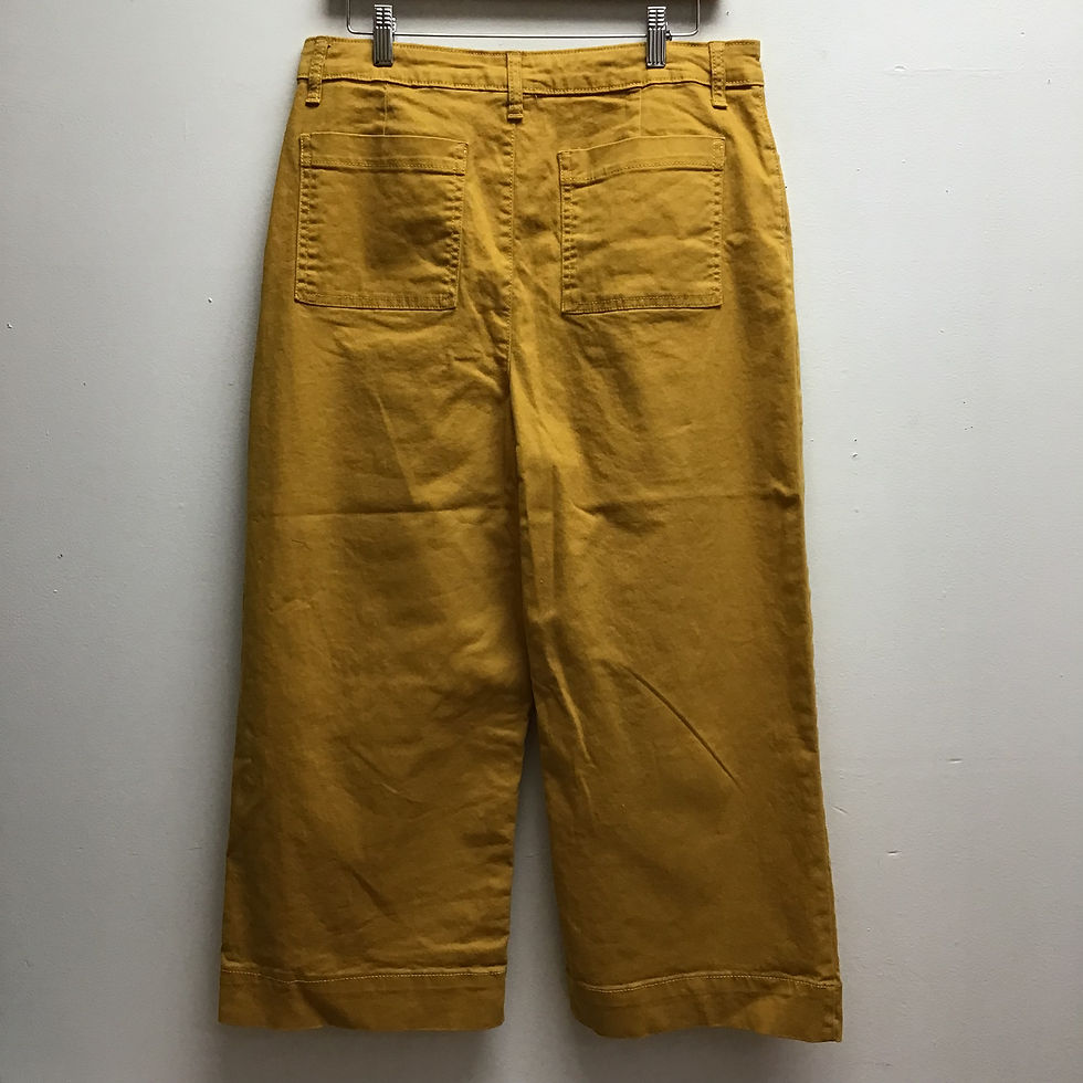 Thumbnail: Time & Tru Mustard Wide Leg Crop Pants Sz 12