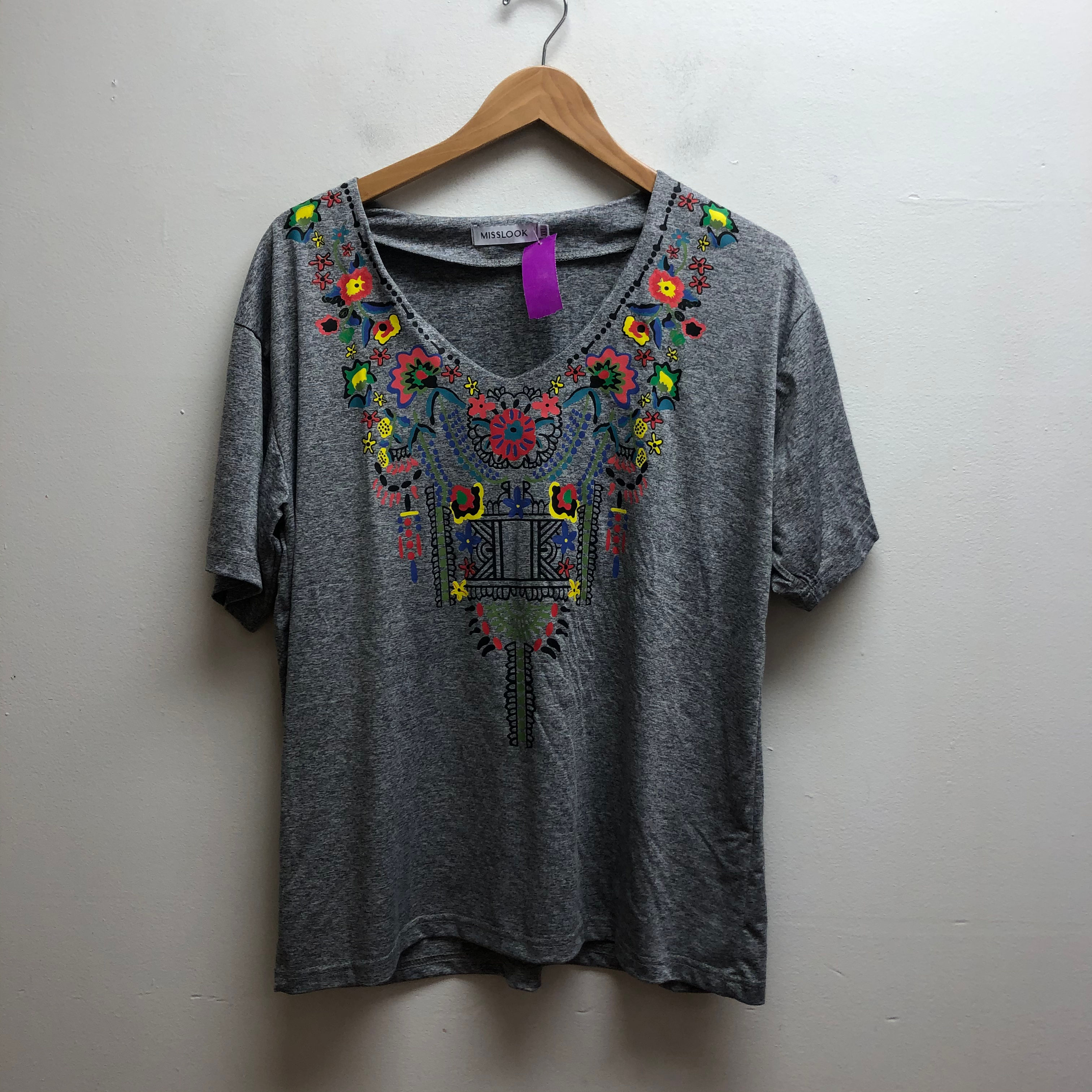 Misslook gray patterned tee