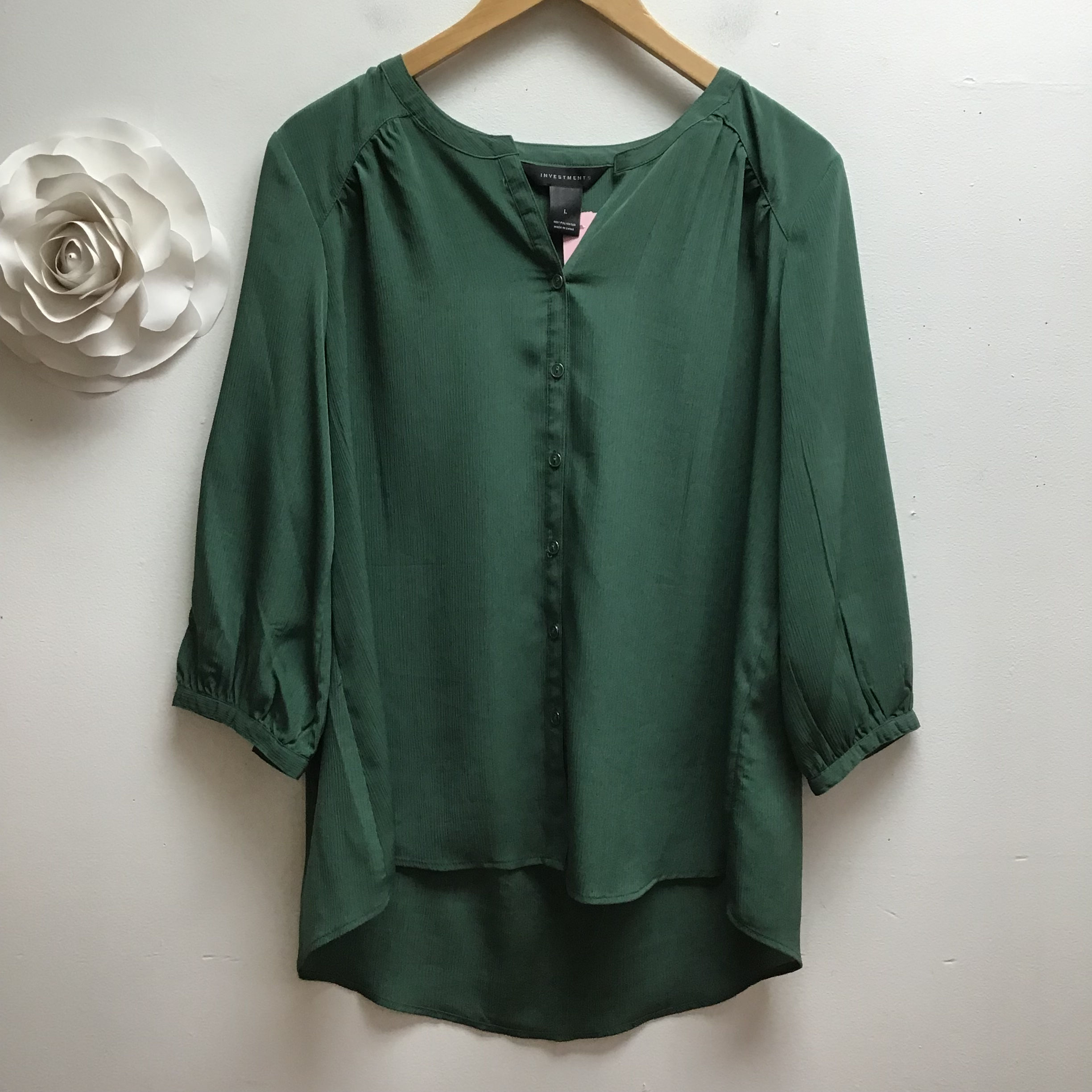 Investments Dark Green Blouse- Size L
