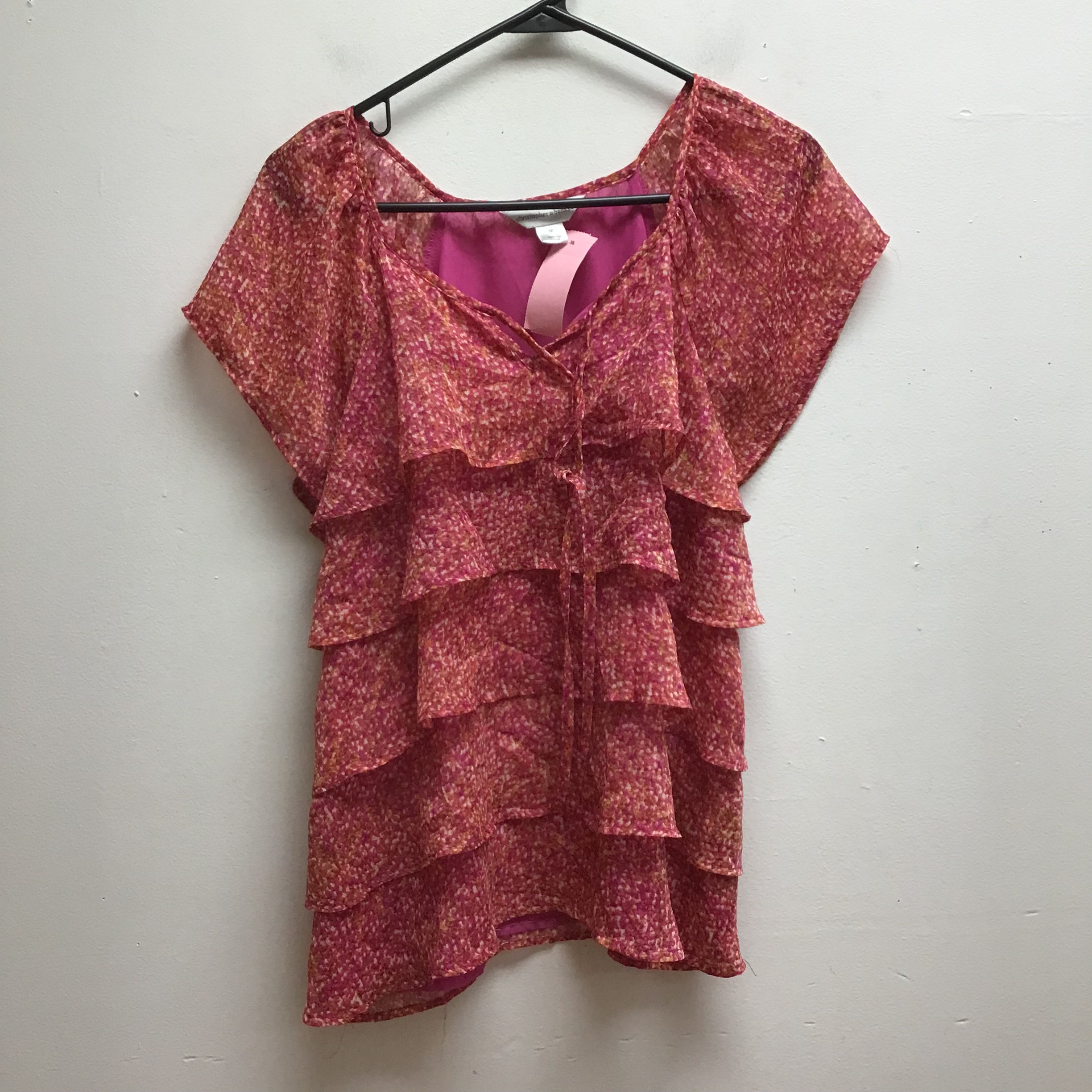 Christopher & banks pink & orange patterned top