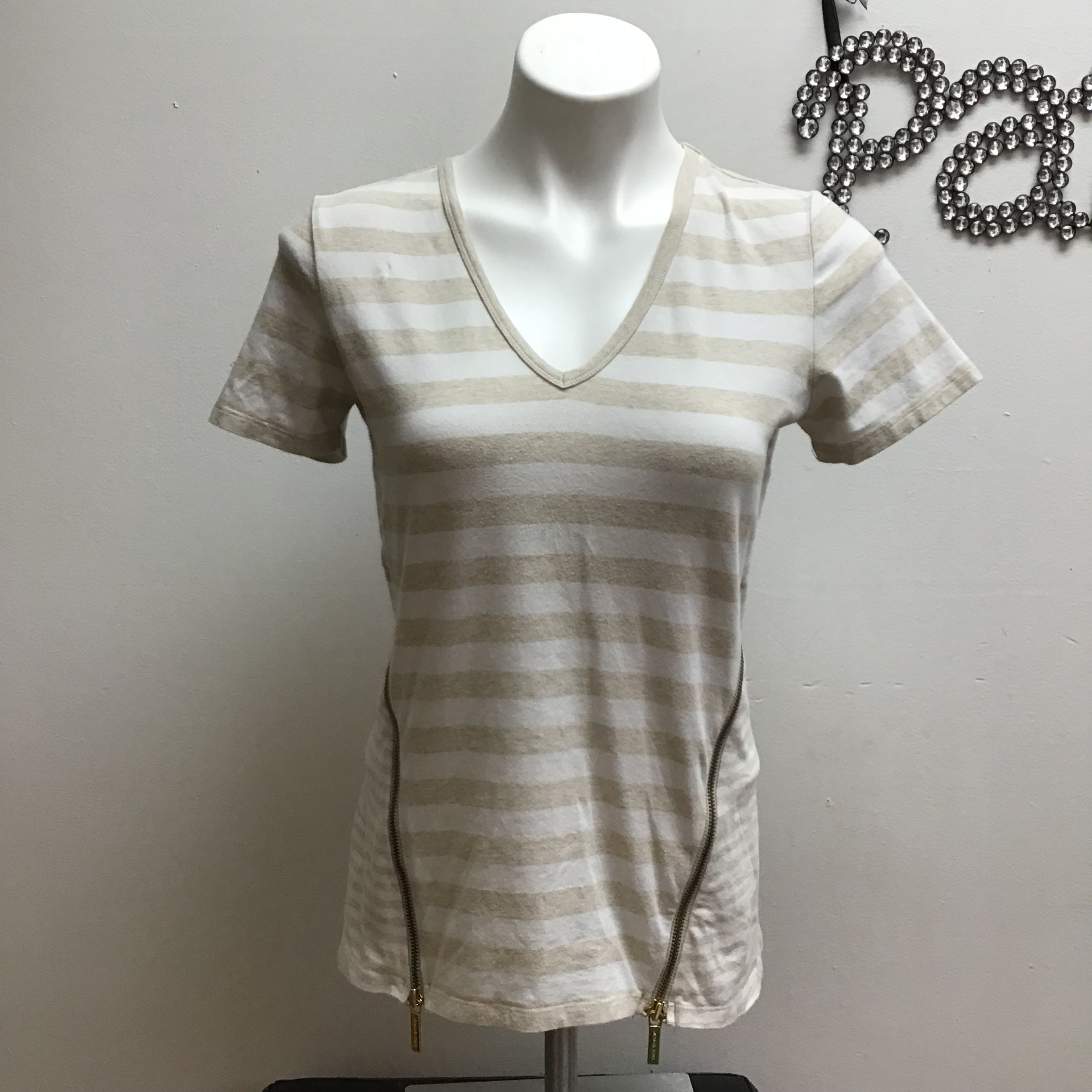 MK Striped V-Neck Tee- Size S
