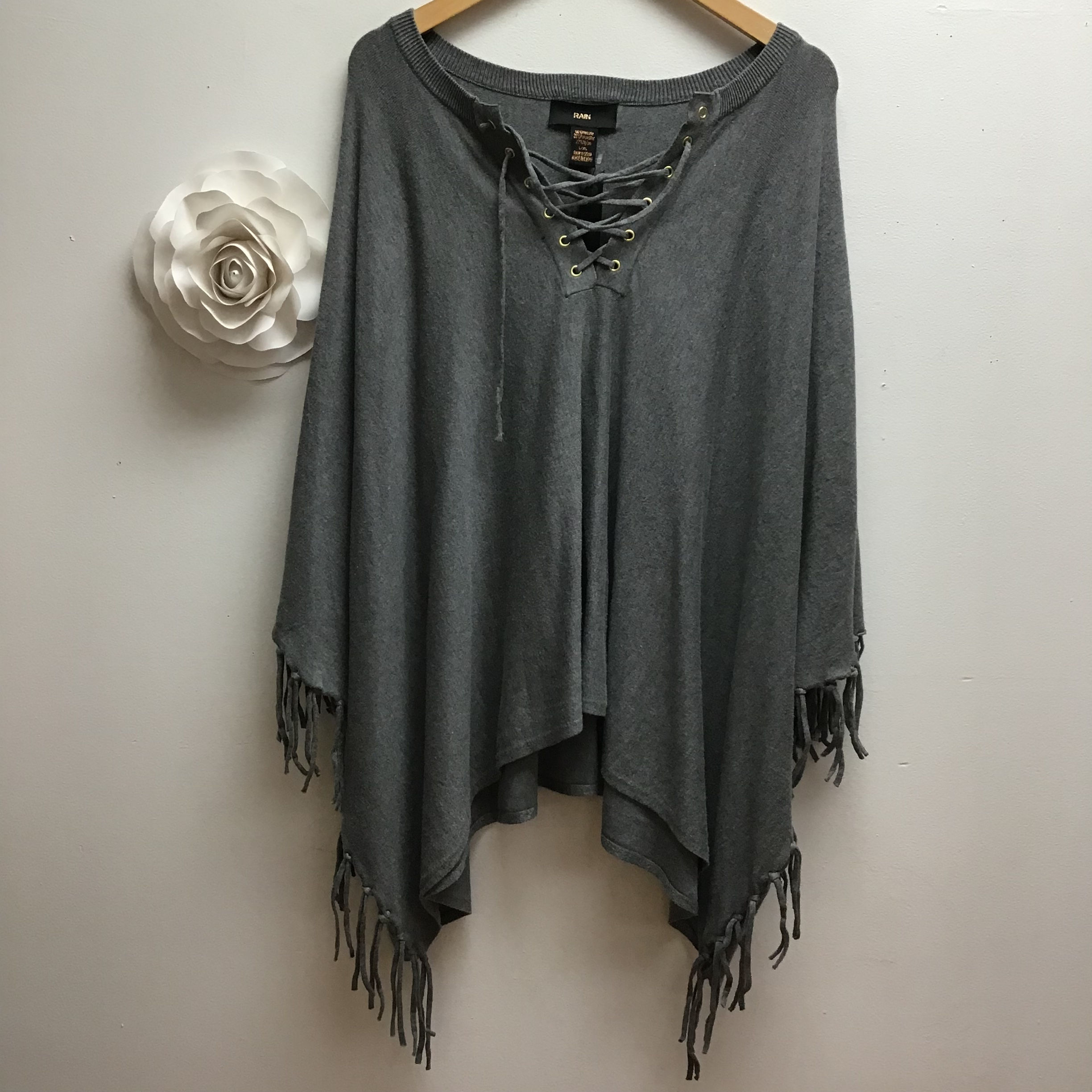 NWT Rain Gray Poncho Sweater- Size L/XL
