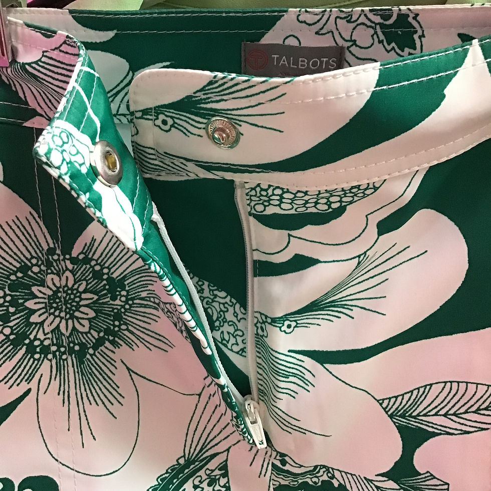 Thumbnail: Talbots Green & White Mini Skirt-Size 4P