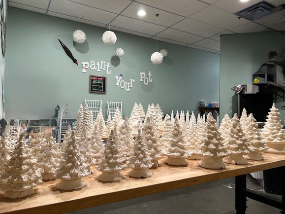 Ceramic Christmas trees.
