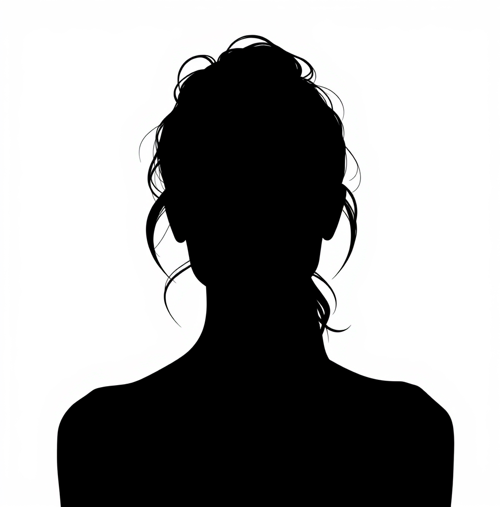 create a all black silhouette of a woman, front facing and white background like a passport foto.jpg