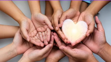 Photo of human hands holding a heart