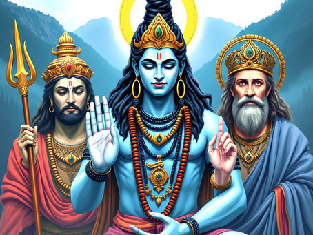 The divine Trimurti, representing the Hindu trinity of Brahma, Vishnu, and Shiva
