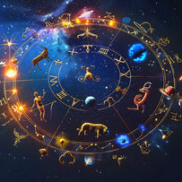 Celestial Transit: Jupiter Enters Cancer, Illuminating the Zodiac Wheel Against a Cosmic Backdrop.