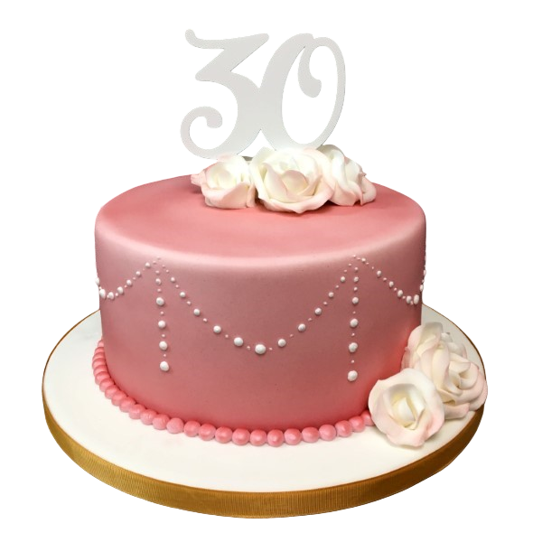 Bespoke celebration cake with elegant roses and bead detailing, crafted in Solihull, West Midlands.