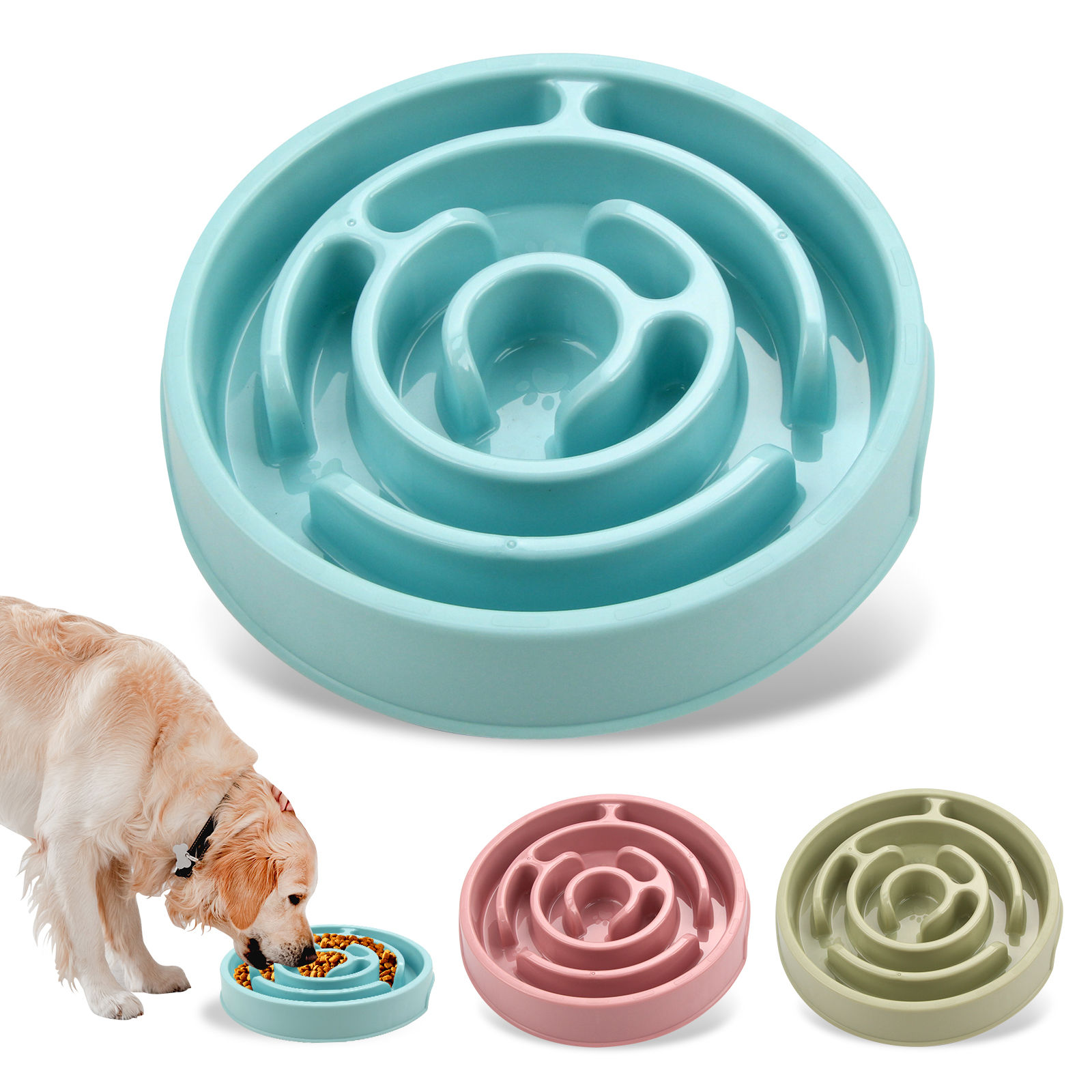 Pet Dog Slow Feeder Bowl Fun Non Slip Anti-Gulping Slower Food Feeding Dishes Ec