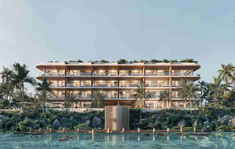 Fachada principal de Solarium One en Golden Lakes, Cap Cana