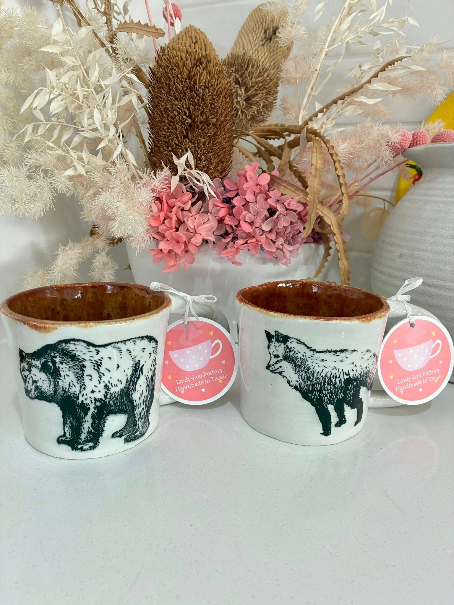 Bear and Fox Mugs - Set of 2