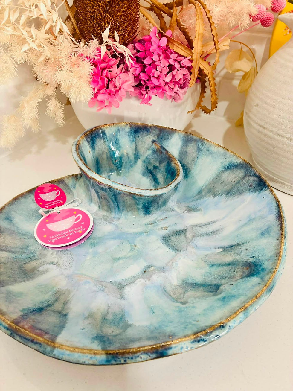 Thumbnail: Blue Marble Swirl Bowl - Chip'N'Dip