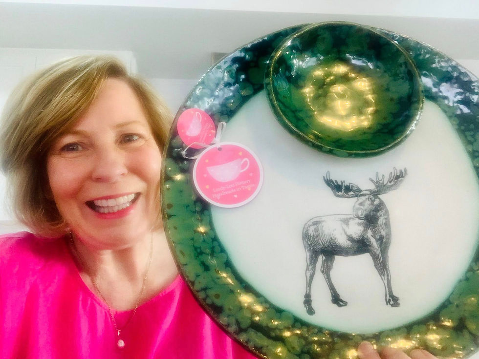 Thumbnail: Moose - Large Round Platter with attached Dip Bowl