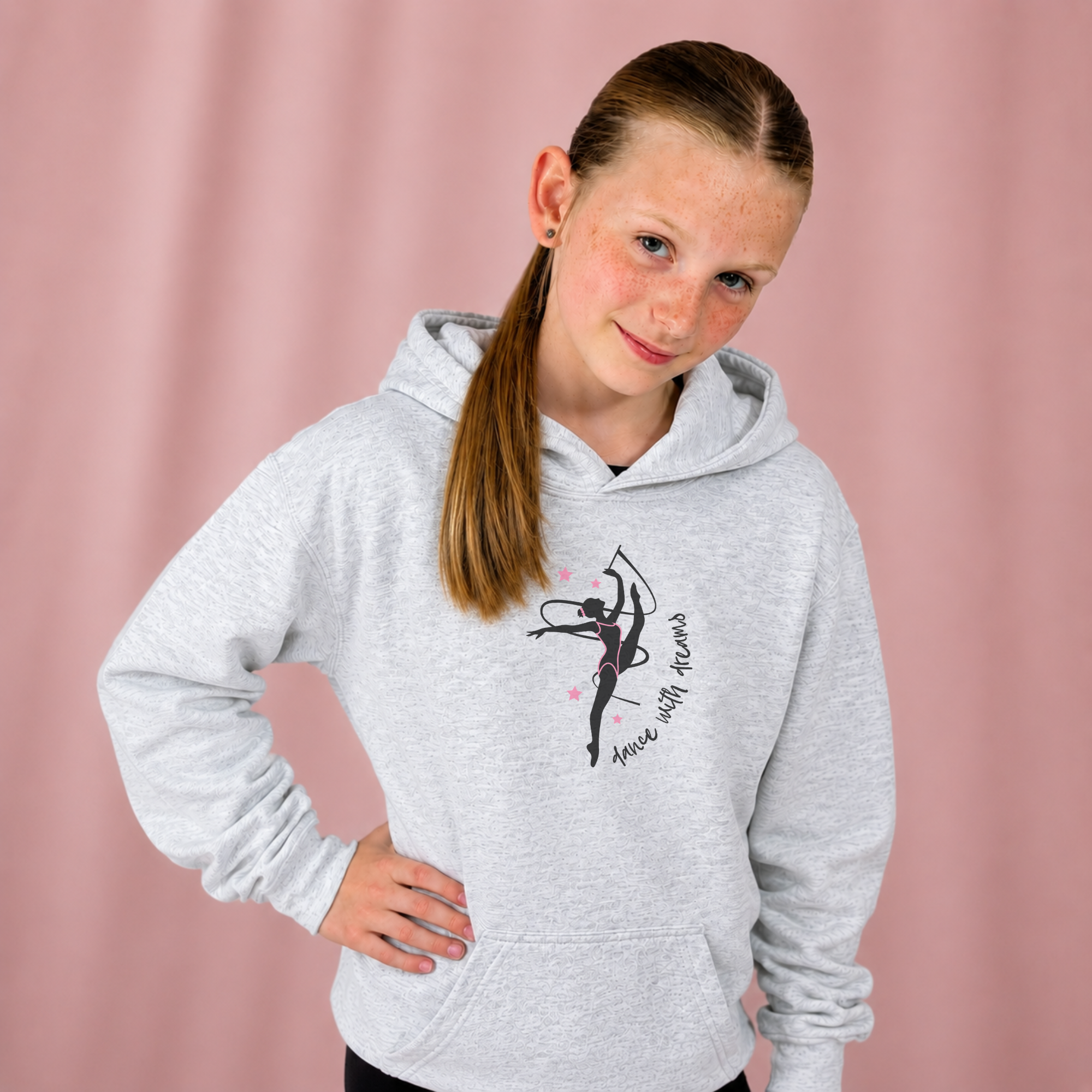 Gymnast wearing Arctics White Dance with Dreams Girls Gymnastics Hoodie