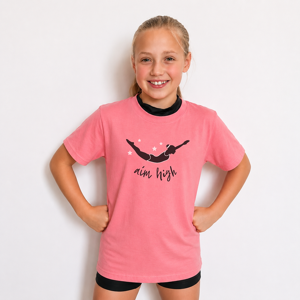 Gymnast wearing Pink High Girls Gymnastics T-Shirt
