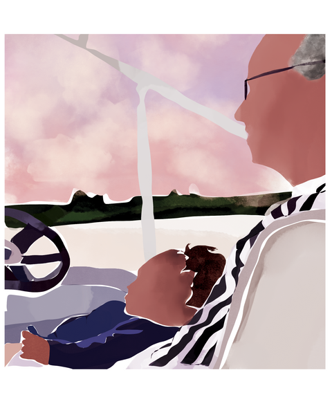 Baby on a boat, digital drawing