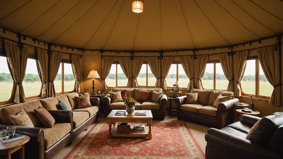 Close-up view of a luxurious safari tent interior
