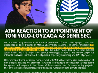 ATM Reaction to Appointment of Toni Yulo-Loyzaga as DENR Sec.
