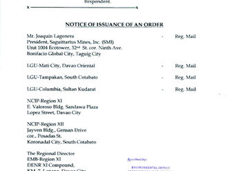 Cancellation Order of Tampakan ECC