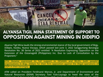 ATM Statement of Support to Opposition Against Mining in Didipio