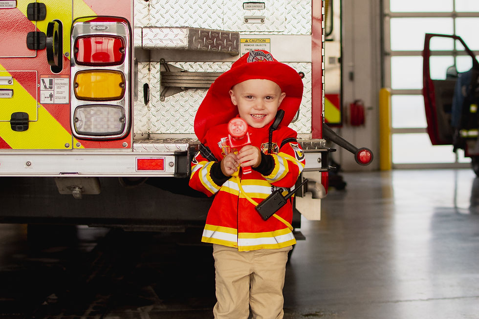 Meet Roman. He wants to grow up to be a real hero - a firefighter! A few weeks ago, in preparation for his birthday, his mom and dad planned a mini photo shoot for him at our local Shelbyville fire station. | Jacie Creatives Unique Birthday Photos 2025