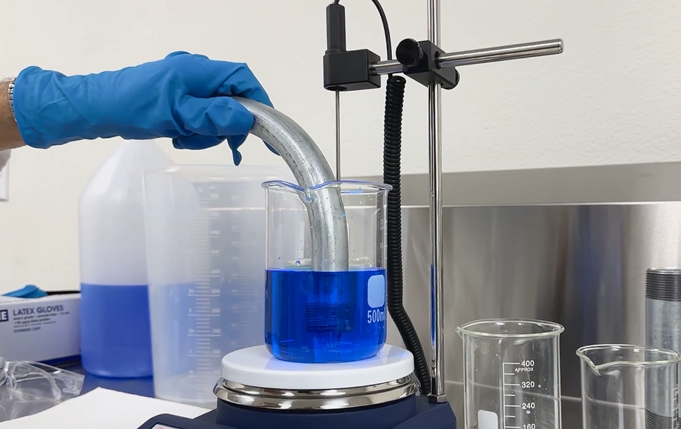 Image testing conduit in a chemical solution for zinc thickness