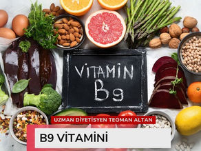 B9 vitamini (folik asit) faydaları, eksikliği ve besin kaynaklarını gösteren kapak görseli..