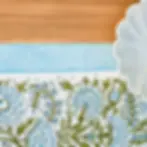 Thumbnail: Blue Floral Cotton Table Runner Hand Blockprint