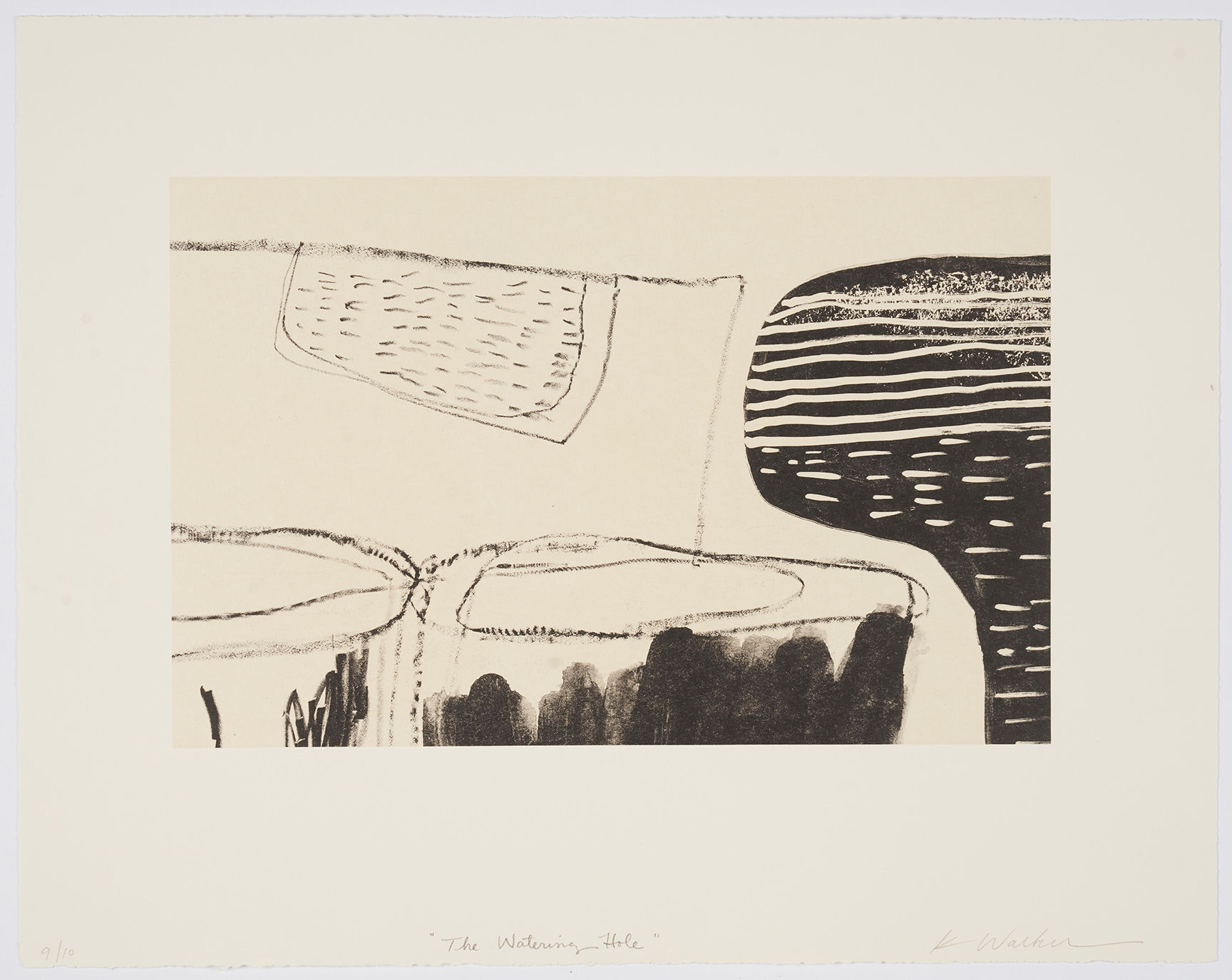 Katie Walker "Watering Hole" chine colle lithograph