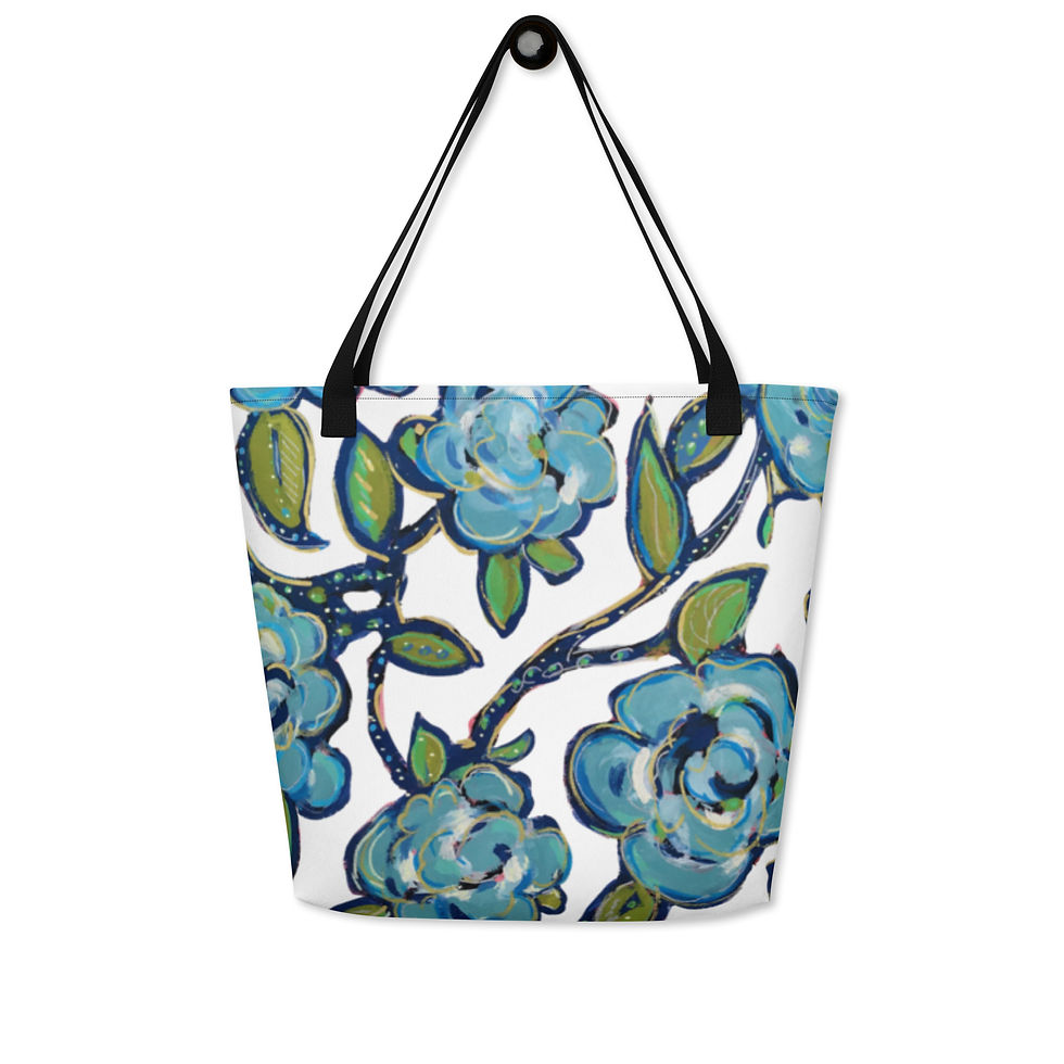 Thumbnail: Blue Roses Tote w/Pocket