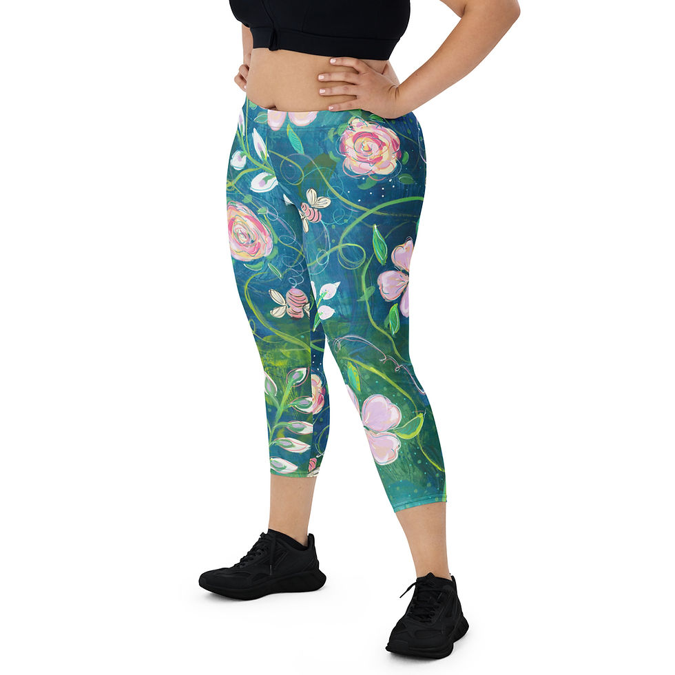 Thumbnail: Bees & Roses Capri Leggings