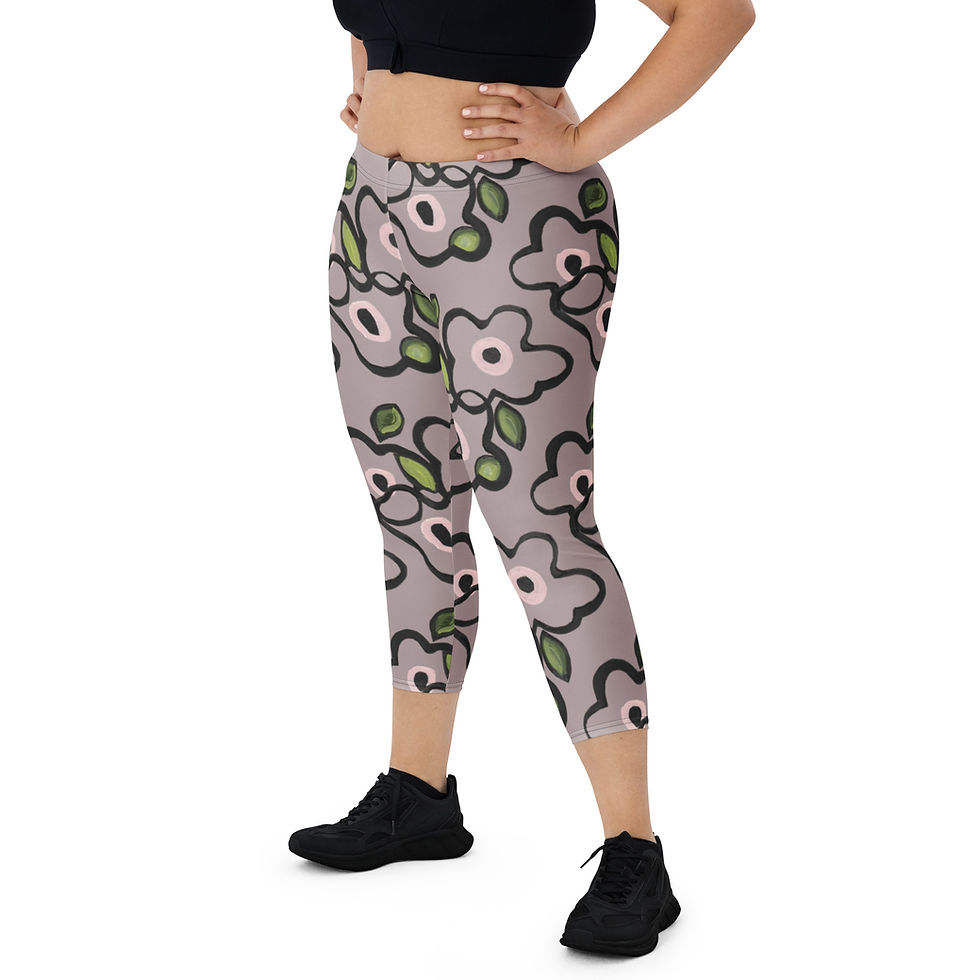 Thumbnail: Gray Lilac* Tangles Capri Leggings