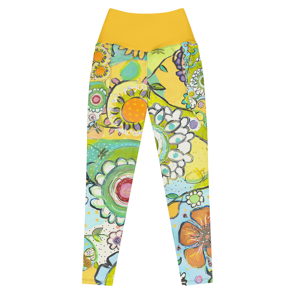 Thumbnail: Flower Power ReCycled-Poly Yoga Leggings w/Pockets