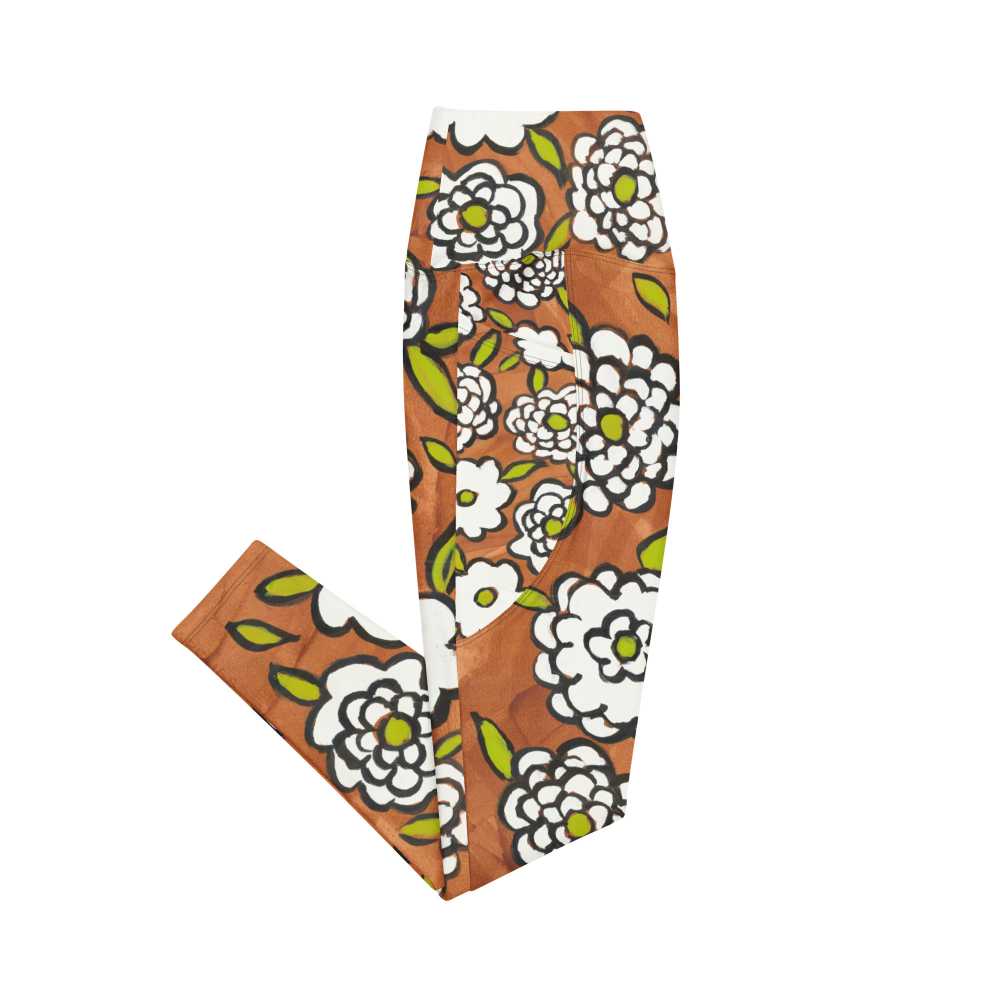 First Floral REcycled-Poly Yoga Leggings w/Pockets