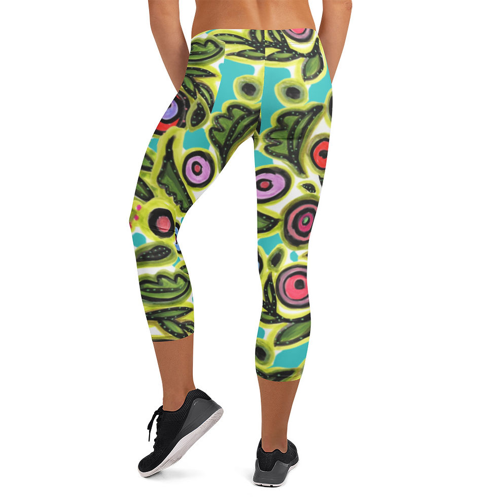 Thumbnail: Nevis Turquoise Capri Leggings