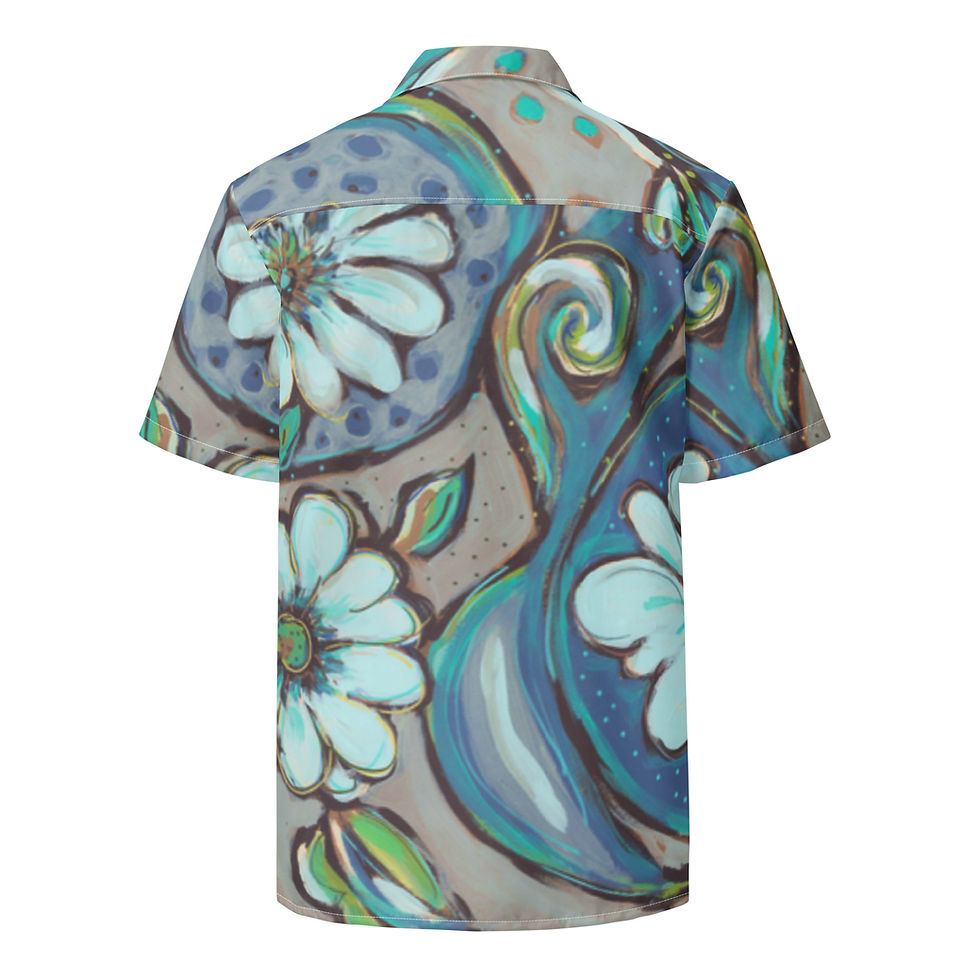 Thumbnail: Blue Damask Aloha Shirt (REcycled-Poly Unisex)