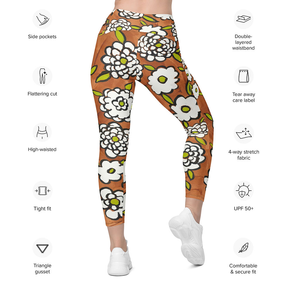 Thumbnail: First Floral REcycled-Poly Yoga Leggings w/Pockets