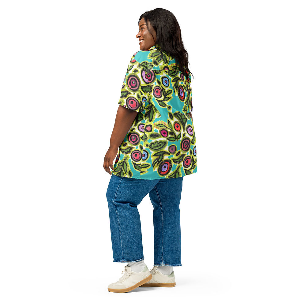 Thumbnail: Nevis Turquoise Unisex Aloha Shirt
