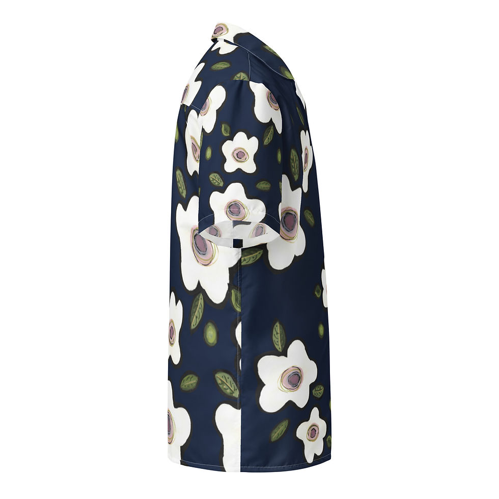 Thumbnail: Navy Maui  Aloha Shirt ( ReCycled-Poly Uni-sex)