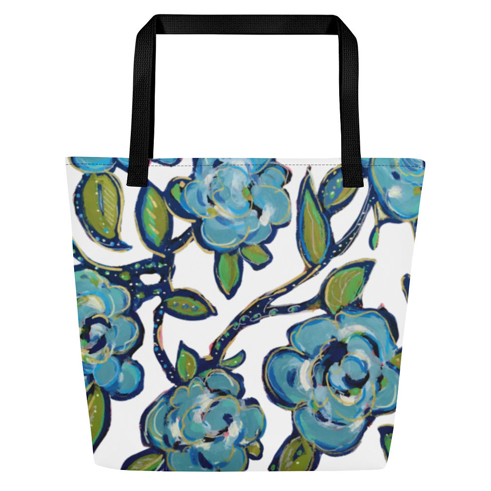 Thumbnail: Blue Roses Tote w/Pocket