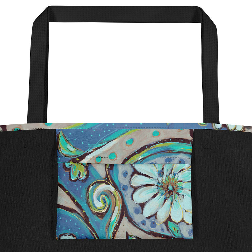 Thumbnail: Blue Damask Tote w/Pocket