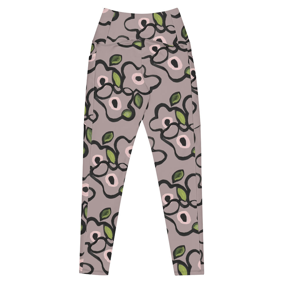 Thumbnail: Gray Lilac* Tangles REcycled-Poly Yoga Leggings w/Pockets