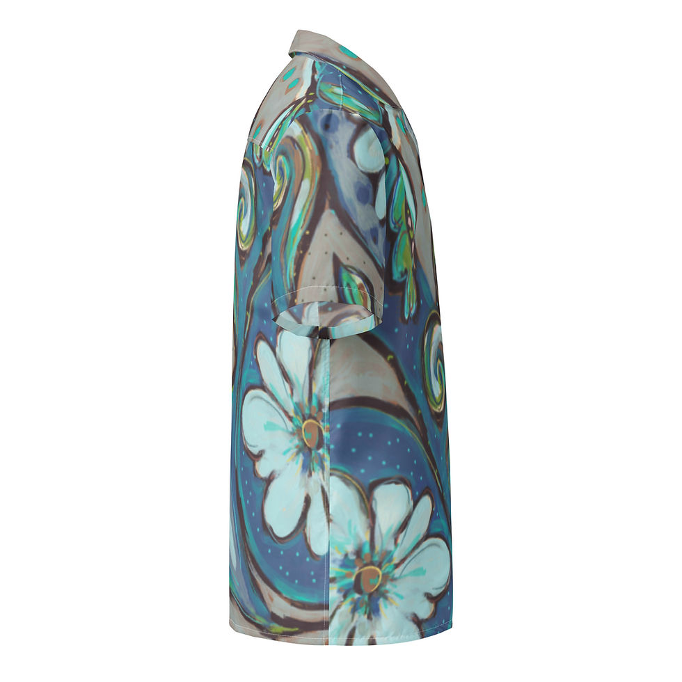 Thumbnail: Blue Damask Aloha Shirt (REcycled-Poly Unisex)