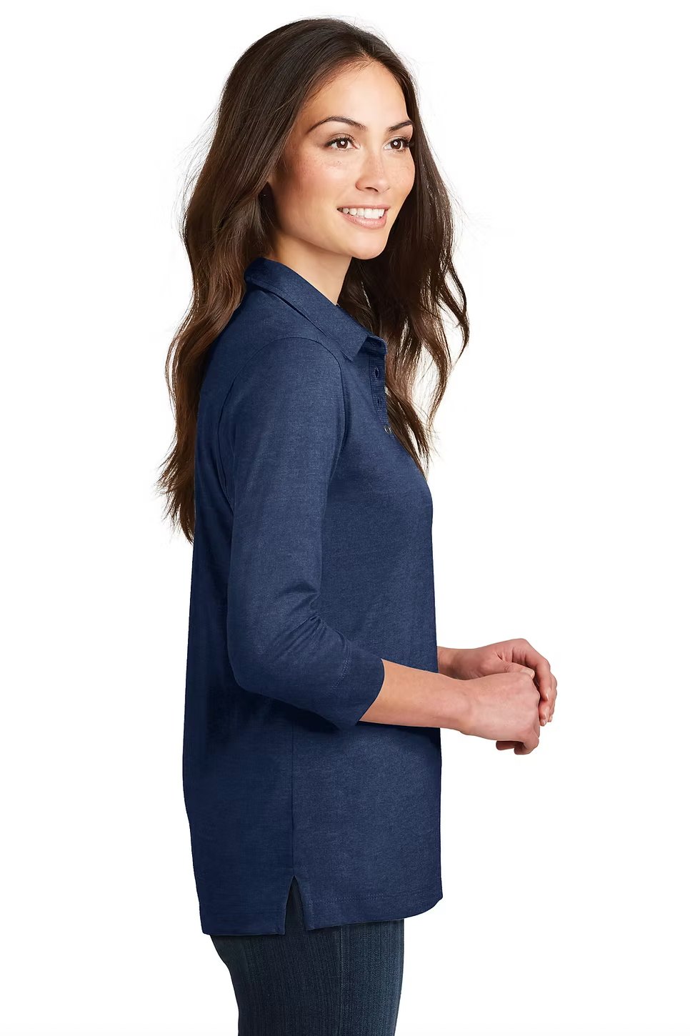 Thumbnail: Ladies' 3/4-Sleeve Meridian Cotton Blend Polo [BFC]