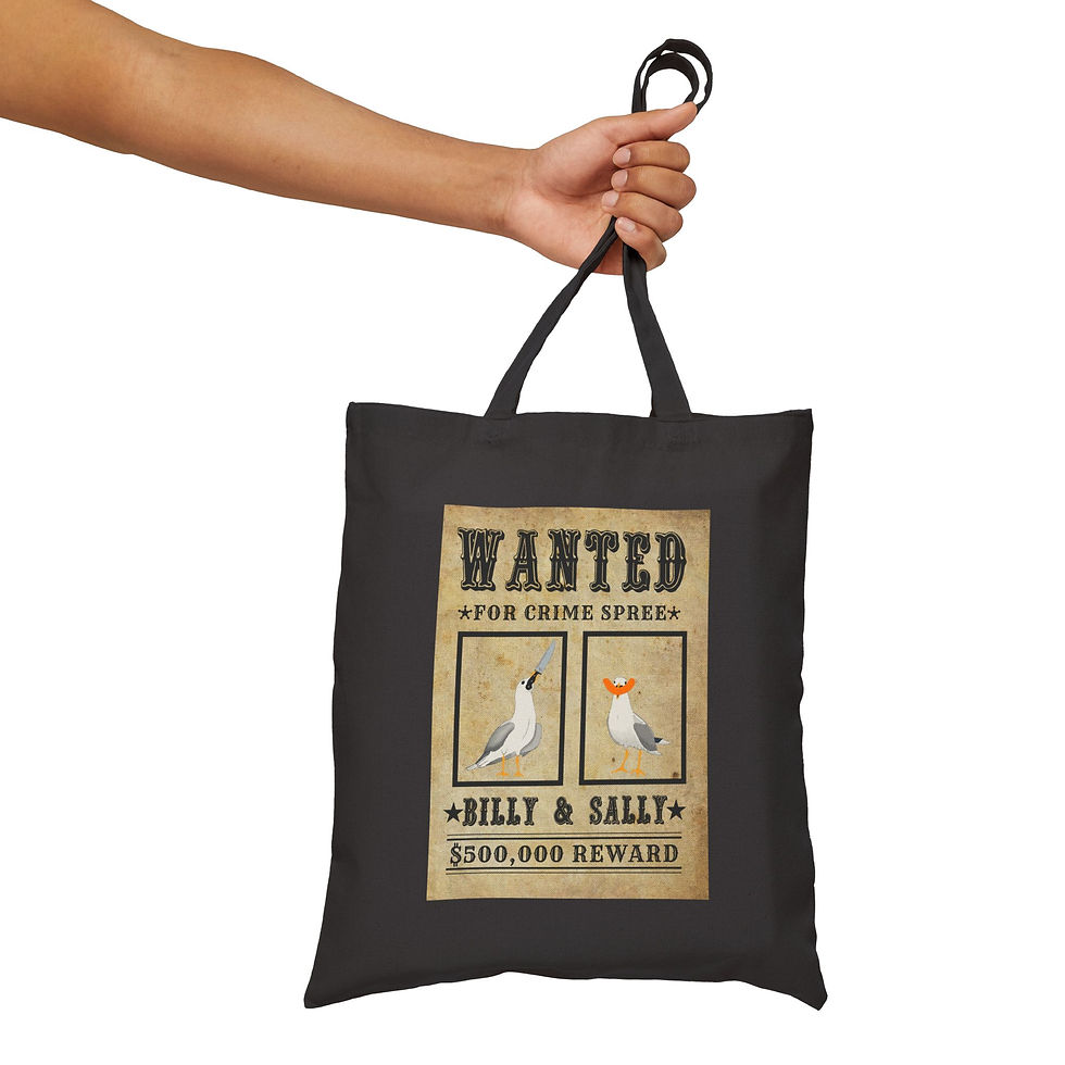 Thumbnail: Snack Heist – Seaside Outlaws Black Canvas Tote Bag
