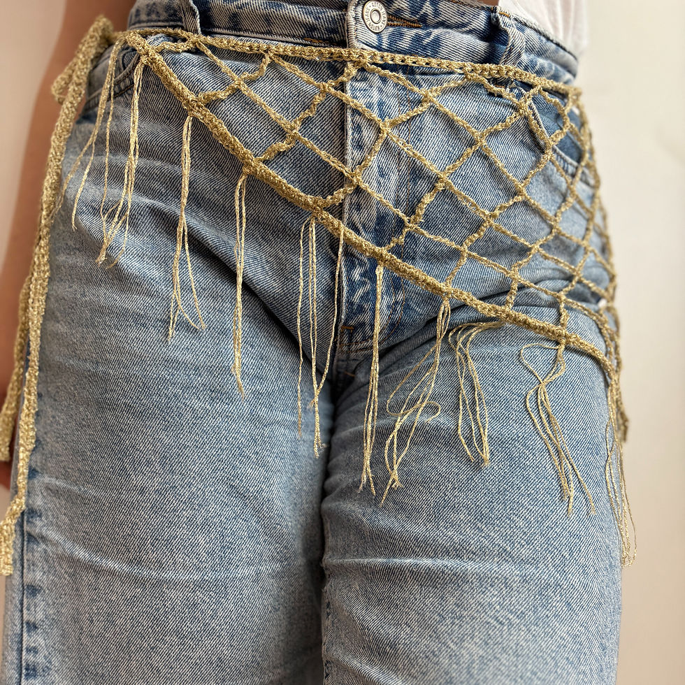 Thumbnail: Golden Knitted Bohemian Waist Belt