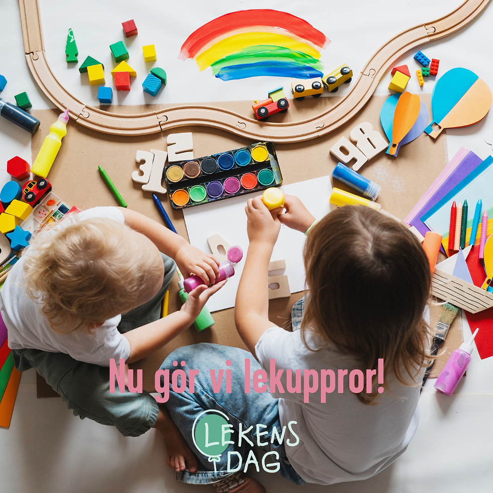 Två barn som leker och med en text som uppmanar att nu gör vi lekuppror
