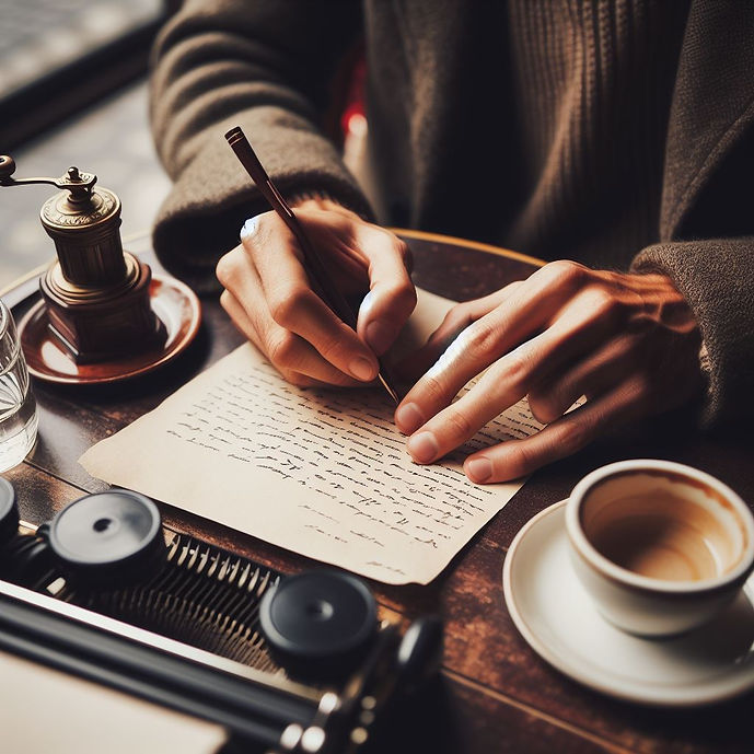 Hands writting letter in PAris
