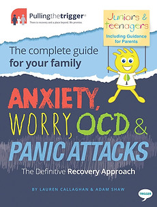 Cover of Dr. Lauren Callaghan’s book titled Anxiety, Worry, OCD and Panic Attacks, featuring a clean, modern design